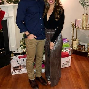 Metallic flowy high waist pants